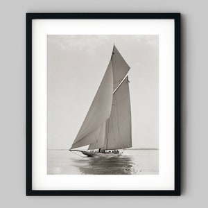 Fotografia di barca a vela nautica, stampa artistica in bianco e nero, decorazione da parete