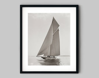 Nautical Sailing Schooner Boat Photograph Black and White Fine Art Photography Print - Wall Decor