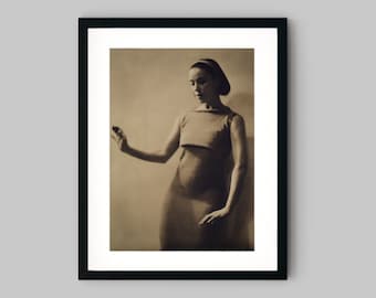 Mode portret van een jonge vrouw zwart-wit fotografie Fine Art Print - Wall Decor