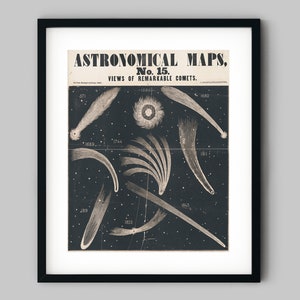 Weltraum Meteor und Komet Nachthimmel Astronomie Führer und Karte Illustration Farbe Fine Art Print - Wand-Dekor
