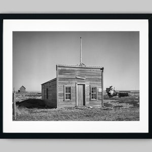Wooden shack courthouse in Sheridan County, Montana USA - Black and White Photography Fine Art Print - Wall Decor