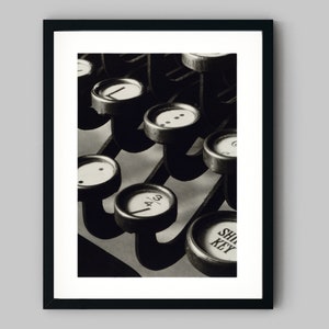 Typewriter keys close up photograph macro abstract Black and White fine art print