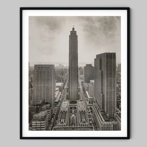 Rockefeller Center New York City Manhattan Vintage Black and White Architectural Fine Art Print
