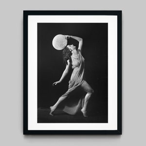 Studio portrait of a female dancer in a dress Black and White Photography Fine Art Print - Wall Decor