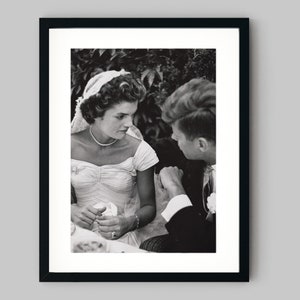 Jack and John Kennedy at their wedding reception ceremony in Newport Rhode Island USA Black and White Photography Fine Art Print  Wall Decor