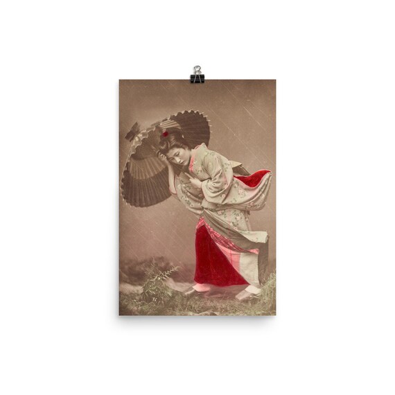 Japanese Woman With Umbrella - Vintage Fine Art Photography Print