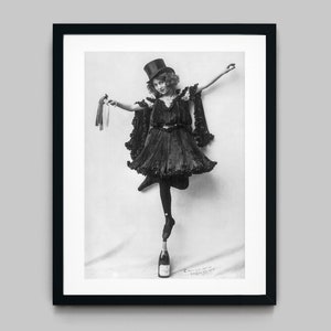 Portrait of a young woman balancing on a Champagne bottle Black and White Photography Fine Art Print - Wall Decor