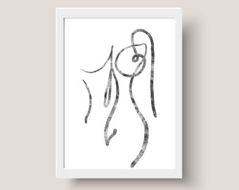 Abstrakte Thicc Linie Kunst weibliche nackt Körper minimalistische Boho Wand Kunst Poster