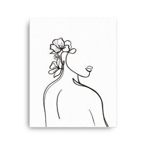 Female Face Brush Stroke Black and White Printed on Physical Canvas and Shipped