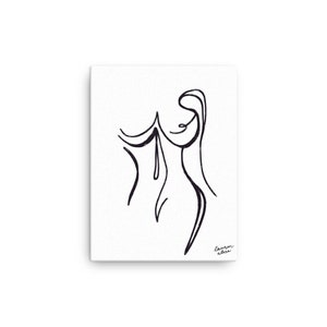 Female Body Curves Line Art Black and White Printed on Physical Canvas and Shipped