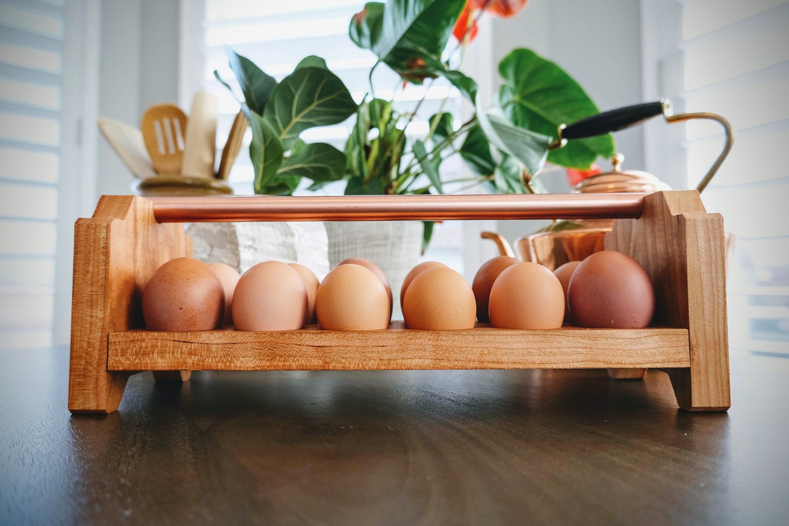 Stackable Wood Egg Rack Wood Egg Holder Solid Wood Kitchen Etsy