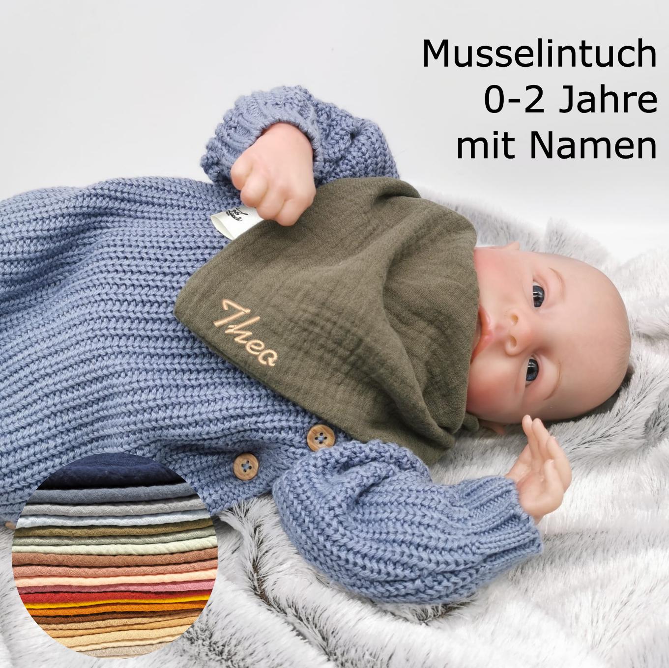 Organic muslin triangular scarf bib with name personalized gift birth baptism baby Christmas girl boy cotton muslin cloth