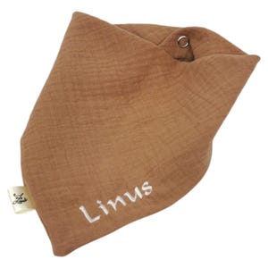 Organic muslin triangular scarf bib with name personalized gift birth baptism baby Christmas girl boy cotton muslin cloth