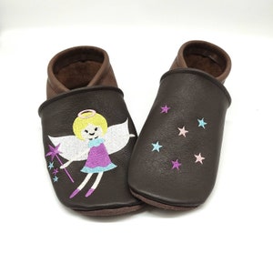 Crawling shoes with name (leather slippers, leather slippers) made of leather, fairy, princess, angel in different colors - handmade gift birth baptism