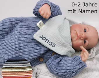 Organic muslin triangular scarf bib with name personalized gift birth baptism baby Christmas girl boy cotton muslin cloth