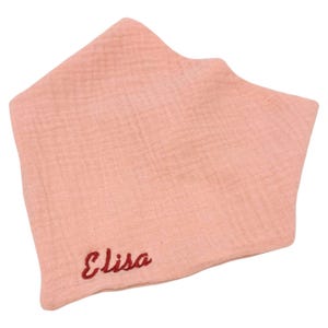 Organic muslin triangular scarf bib with name personalized gift birth baptism baby Christmas girl boy cotton muslin cloth