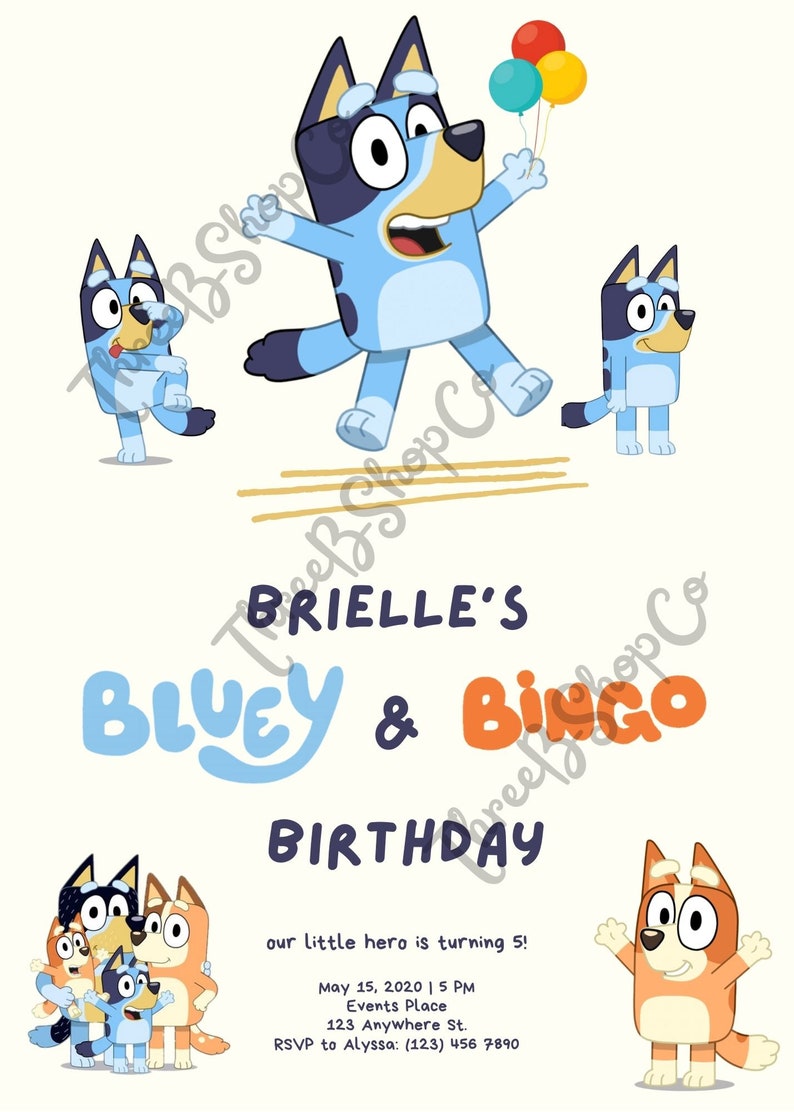 Bluey Birthday Invitation Personalized Digital Invitation | Etsy UK