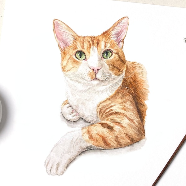 100% Handmade Watercolor Pet Portrait | Dog Portrait | Cat Portrait | Animal Portrait | Custom Pet Portrait from Photo