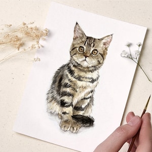 Mini Custom Watercolor Cat Portrait Watercolor Pet Portrait image 1