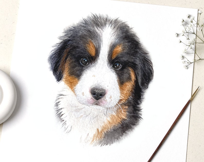 Pet Portrait Watercolor Mini Dog Watercolor Portrait Custom Pet Portrait from Photo 画像 1