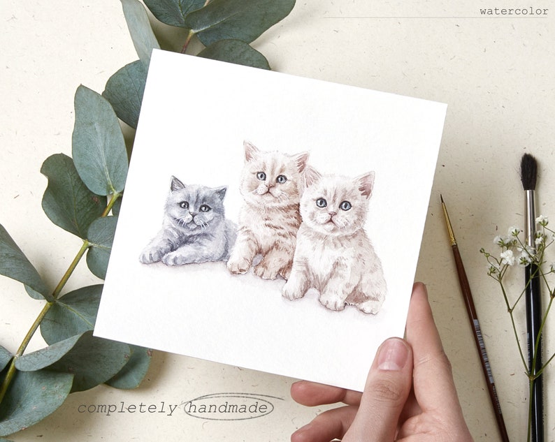 Mini Custom Watercolor Cat Portrait Watercolor Pet Portrait image 6