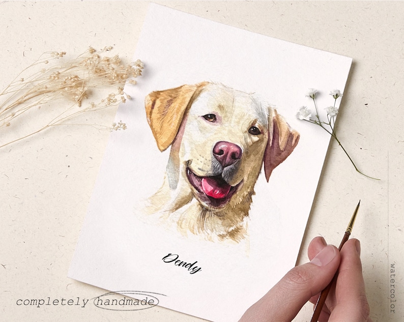 Pet Portrait Watercolor Mini Dog Watercolor Portrait Custom Pet Portrait from Photo image 5