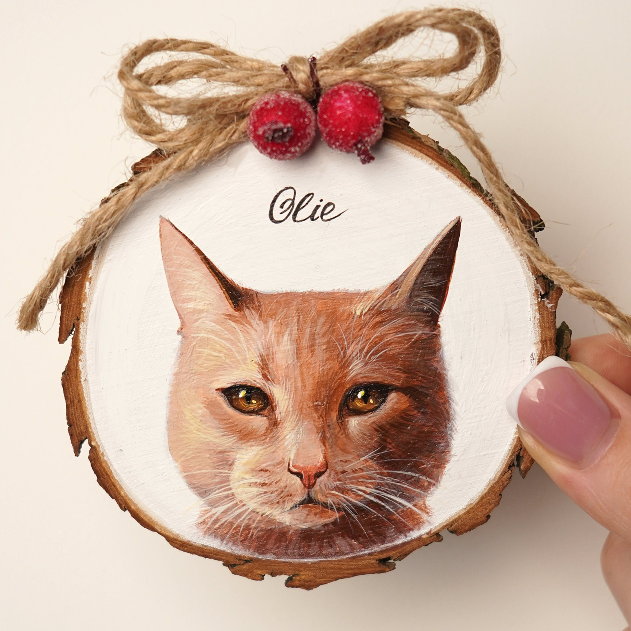 Fwk Customs Custom Hand Painted Pet Ornament, Draw Wood Ornament, Custom Wood Pet ...
