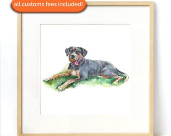 Handmade Watercolor Pet Portrait: Custom Dog Memorial Art
