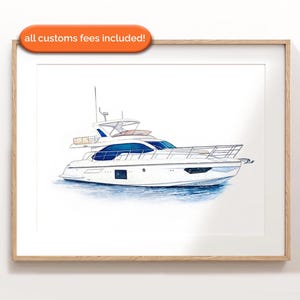 Boat Painting From Photo, Watercolor Boat, Boat Lover Gift, Yacht Portrait, Yacht Gift, Personalized Boat Portrait
