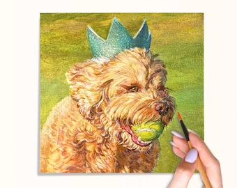 Handmade Acrylic Pet Portrait on Stretched Canvas, Custom Pet Portrait, Acrylic Painting Commission from Photo, Order Dog & Cat Lover Gift