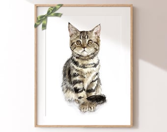 Mini Custom Watercolor Cat Portrait | Watercolor Pet Portrait