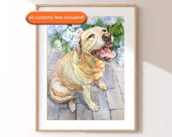 Custom Watercolor Pet Portrait: Dog & Cat Memorial Art