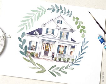 Watercolor House Portrait, Custom Home Portrait, House Painting From Photo, Moving Away Gift, Housewarming gift, Home Illustration, Home Art