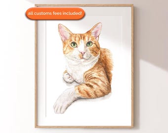 100% Handmade Watercolor Pet Portrait | Dog Portrait | Cat Portrait | Animal Portrait | Custom Pet Portrait from Photo