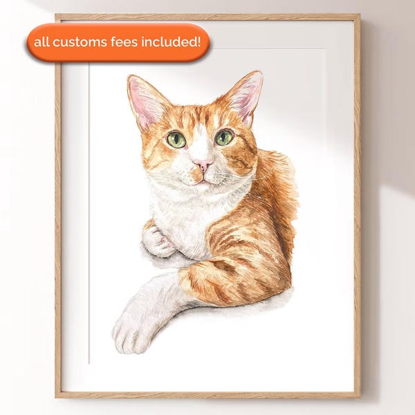 100% Handmade Watercolor Pet Portrait | Dog Portrait | Cat Portrait | Animal Portrait | Custom Pet Portrait from Photo