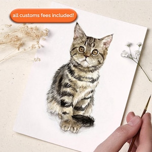 Mini Custom Watercolor Cat Portrait | Watercolor Pet Portrait