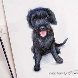 Pet Portrait Watercolor Mini Dog Watercolor Portrait Custom Pet Portrait from Photo image 4