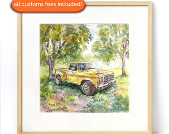 Custom Watercolor Car Portrait from Photo - Car Lover Gift