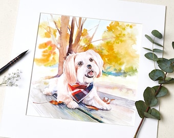 Watercolor Pet Portrait | Custom Pet Portrait From Photo | Pet Memorial Gifts | Cat Portrait | Dog Portrait