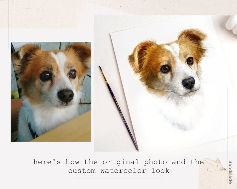 Pet Portrait Watercolor Mini Dog Watercolor Portrait Custom Pet Portrait from Photo image 2