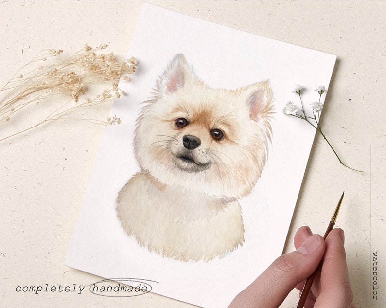 Pet Portrait Watercolor Mini Dog Watercolor Portrait Custom Pet Portrait from Photo immagine 6