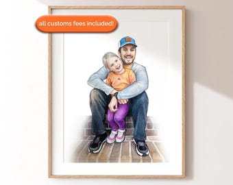 Watercolor Portrait from Photo, Watercolor Family Portrait, Family Portrait from Photo, Family Portrait with Pets, Christmas Gift