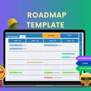 Road Map Excel Vorlage, Business Planer, Road Map Tracker. Produktplaner, Road Map Diagramm, Prozessmanagement, Excel Template