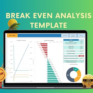Break Even Analysis Excel Template, Profit Calculation, Financial Analysis, Business Tools, Cost Analysis