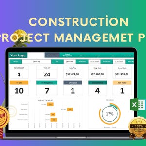 Construction Project Management Template | Excel Construction Project Management Dashboard | Budget & Task Tracking