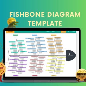 Fishbone Diagram Excel Template, Ishikawa Diagram Tool, Root Cause Analysis, Problem Solving Template