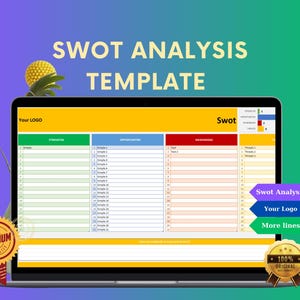 Swot Analysis Excel Template, Business Analysis Tools, Editable Swot Analysis, Excel Swot Diagram, Printable Swot Matrix