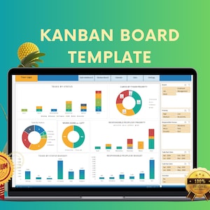 Kanban Board, Calendar Excel Template | Task & Project Management | Productivity Planner