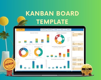 Kanban Board, Calendar Excel Template | Task & Project Management | Productivity Planner