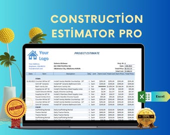May include: A computer screen displaying a construction estimator pro spreadsheet with a project estimate for Dolores Richman. The spreadsheet includes a list of items, descriptions, quantities, unit costs, total costs, item prices, and total prices. The spreadsheet is labeled "Project Estimate" and includes the date 2.08.2022. The total price is $6,537.72 and the total cost is $1,664.53.